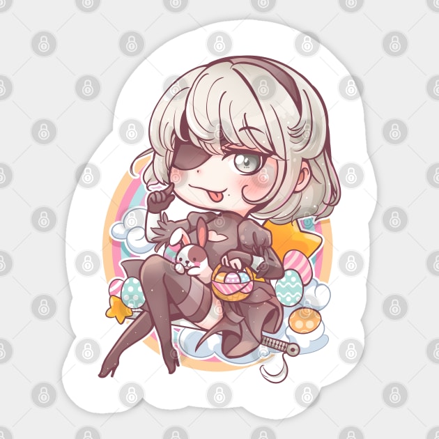 Chibi YoRHa No.2 Type B Easter Celebration Sticker by mumeaw